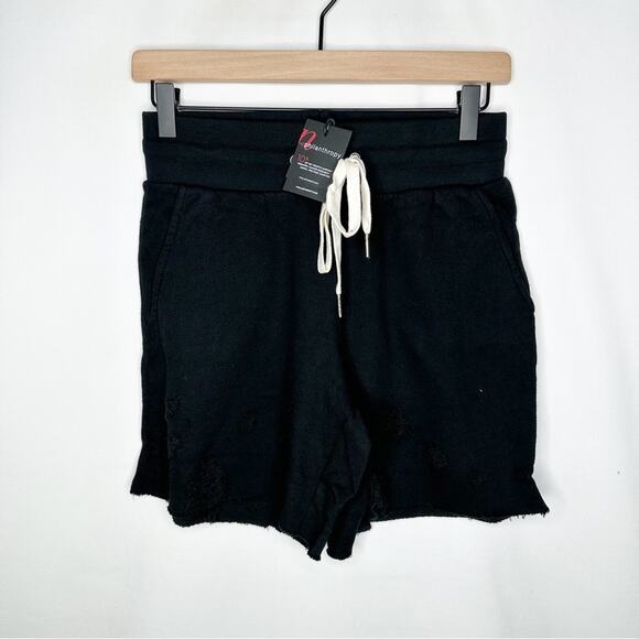 n:PHILANTHROPY Coco Black Cat Distressed Shorts NWT in XS - Picture 2 of 5